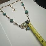 Swavorski Swarovski Crystal Blue Bead & Enamel Necklace Gold Tone (Swan Signed) Photo 3