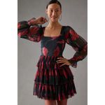 Anthropologie Hutch Black Floral Tulle Mini Dress Size 2 Photo 1