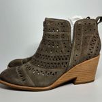 Sofft Sallie Perforated Suede Wedge Heeled Bootie in Taupe Brown Size 9 Photo 4