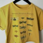 Fifth Sun  Dragonfly Crop Top T Shirt Womens Yellow XS Extra Small Raw Hem Cute Photo 4