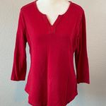 kim rogers  Notched Scoopneck 3/4 Sleeve Red TShirt Size Medium Photo 0