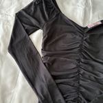 Crave fame Black Ruched Mesh Long Sleeve Top Photo 2