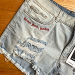 EXPRESS NWT  Shortie Relaxed Low Rise Ripped Jean Shorts Size 10 Photo 1