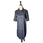 Theory  Dress Women 8 Blue Mayvine Linen Blend‎ Shirtdress Roll Tab Sleeve Mini Photo 1