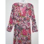 Debbie Katz inez Zara pink floral midi wrap sheer summer resort dress XS Photo 13
