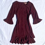Aryeh Maroon Faux Suede Dress Photo 0