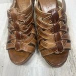 Bed Stu  Gina Distressed Leather Wedge Sandals Brown Pecan Size 7 Studded Weaved Photo 1