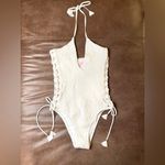 Victoria's Secret  Ensenada Smocked Scrunch Lace-Up Halter One-Piece Photo 4