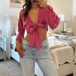 Boutique Hot Pink Tie Long sleeve Photo 1