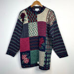 Vintage Willow Bay Patchwork Fair Isle Floral Long Acrylic Sweater Navy M new Blue Size M Photo 0