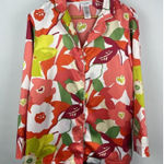 Natori  Multicolor Floral Spring Satin Long Sleeve Pajama Button Up Blouse Size M Photo 0