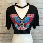 SheIn  Cropped Black Eagle Print Choker Tee-Small Photo 0