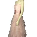 David's Bridal strapless tiered sheer organza ball gown in PINK F14196 size 4 Photo 3