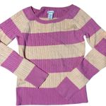 Aeropostale Vintage ‎ Striped Cable Knit Sweater Pink Beige Size Large Photo 3