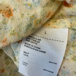 Sophie Rue  Women Sz L Yellow Blue Floral‎ Puff Sleeve Tie Front Top Cottagecore Photo 4