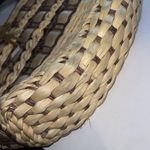 Vintage Straw Purse Clutch Handbag Wood Handles Brown Beige Lined Boho Photo 7