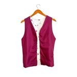 Handmade VTG  Boho Cream/Burgundy Floral Embroidered Reversible Open Front Vest Photo 3