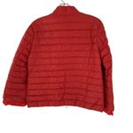 Moncler Rare  Coral Red Perforated Faux Leather Puffer Jacket Size Medium Photo 8