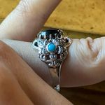 Natural Shungite Sleeping Beauty Turquoise Sterling Silver Ring Size 8 Black Photo 2
