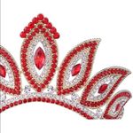 New Ruby and Diamond Rhinestone Gold Metal Crown Tiara Custom Wedding Bridal Red Photo 3