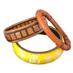 Bohemian Three Yellow White, Brown Black, Brown Bangle Bracelets Photo 4