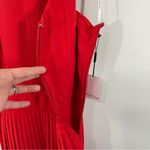 Calvin Klein NWT  Pleated Halter‎ Dress in Poppy Red Size 6 Criss Cross Back Photo 4