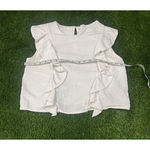 BP . Tank Top Off White Ruffles Cropped Dainty Beach Girly Cropped Cute M Photo 2