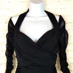 Tadashi Shoji Vintage Tadashi Blouse Womens M Black Sheer Pleated Off Shoulder Halter Goth Y2K Photo 5