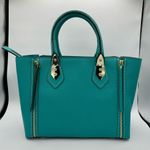 Henri Bendel A-Lister Satchel with Shoulder Strap in Turquoise Pebbled Leather Photo 7