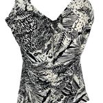 Azul Womens Tropical Ruched Front One Piece Swimsuit Black White Size 18 Photo 1