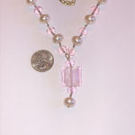 Pink Crystal Beads Faux Pearl Beaded Boho Y Drop Pendant Necklace White Photo 2