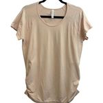 Athleta  Speedlight Ruched Side Light Pink Athletic Tee Shirt XL Workout Slimming Photo 0