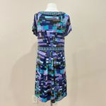 BCBGMAXAZRIA Geometric Patterned Blue and Purple Dress Size Large Photo 4
