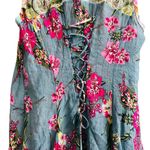 Aratta Silent Journey Dress Embroidered Beaded Semi Sheer Fairy Whimsy Size XL Blue Photo 9