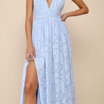 Lulus LULU’S Sweet Sophistication Light Blue Burnout Floral Maxi Dress Photo 2