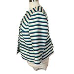 Talbots Striped Fringe Trim Jacket Blazer Plus Size 22WP NWT Ivory Jade Navy Photo 5