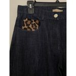 $695 Michael Kors Collection Calf Hair Straight Jean Dark Wash Animal Print EUC Blue Size 4 Photo 7