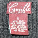 Camille La Vie  Women’s Black Sparkle Ribbed Knit V-Neck Sleeveless Zip Up Top Photo 2