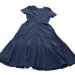 Eshakti Dress Womens 2 Blue Green Short Sleeve Fit Flare Button Detail Boho Photo 1