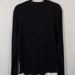 Monrow Women's Black Crew Neck Long Sleeve Waffle Knit Top Size S Made in USA Photo 7