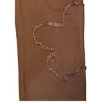 NWT ~ Brown Raw Edge Hem & Frayed Flowers Denim Jeans Pants ~ Women's MEDIUM Size undefined Photo 3