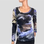 Karen Kane Karen Kane Women’s Abstract Splatter& Brush Strokes Sparkles Mesh Top Sz. S Y2K Photo 8