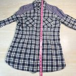 Free People  Plaid Button Up Shirt Long Sleeve Mixed Print Top Size L Photo 6