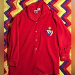 Disney Vintage 1990s Red Embroidered Winnie The Pooh/Piglet Fleece Jacket Photo 0
