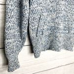 White House | Black Market WHBM Blue Multicolor Cozy Thick Knit V-Neck Pullover Sweater Top Size Small Photo 4