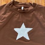 brown and white star reworked patchwork mock neck tee Size M Photo 1