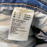 American Eagle Mom Straight Jean Blue Jeans Denim Ripped Plaid Patch Size 16 Photo 7