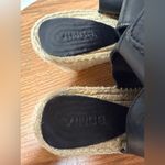 Vince Seymour Covered Black Leather Open Toe Espadrille Jute Wedge Sandal 9M Photo 4
