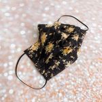 Black Yellow Gold Metallic Floral Face Mask Luxury Mask Photo 1