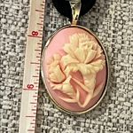 Vintage Cameo Velvet Choker Pendant Necklace Pink Photo 4
